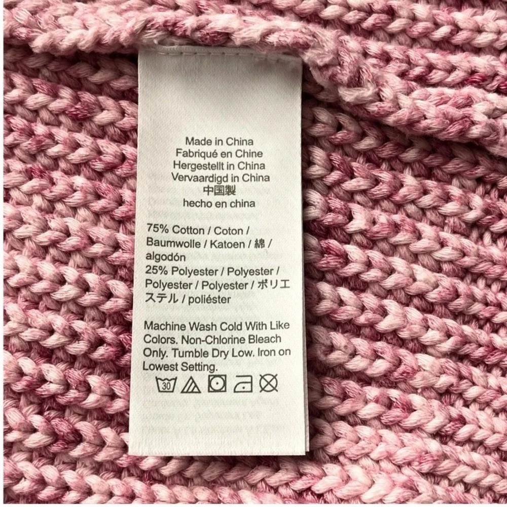 J.Crew Womens M Pink Marled Chunky Knit Sweater Cotton Blend Crew Neck Cozy